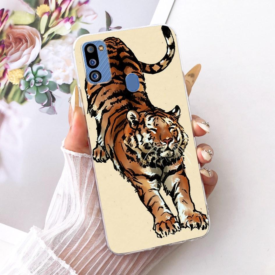 For Cover Samsung Galaxy M21 2021 Phone Case SM-M215G Shell Fashion Flower Soft Silicone Clear Cover For Samsung M21 2021 Fundas