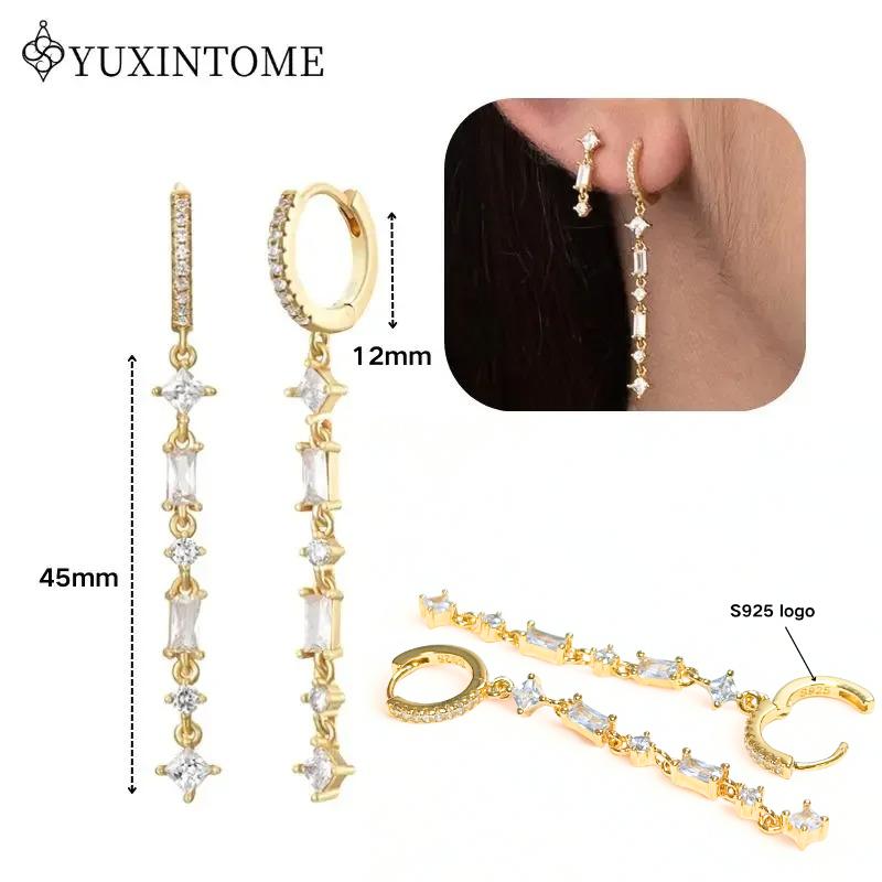 Dames 925 Zilveren Oorstekers Kristal Zirconia Waterdruppels Stud Hoops Goud Huggie Oorbellen Premium Luxe Feest Sieraden