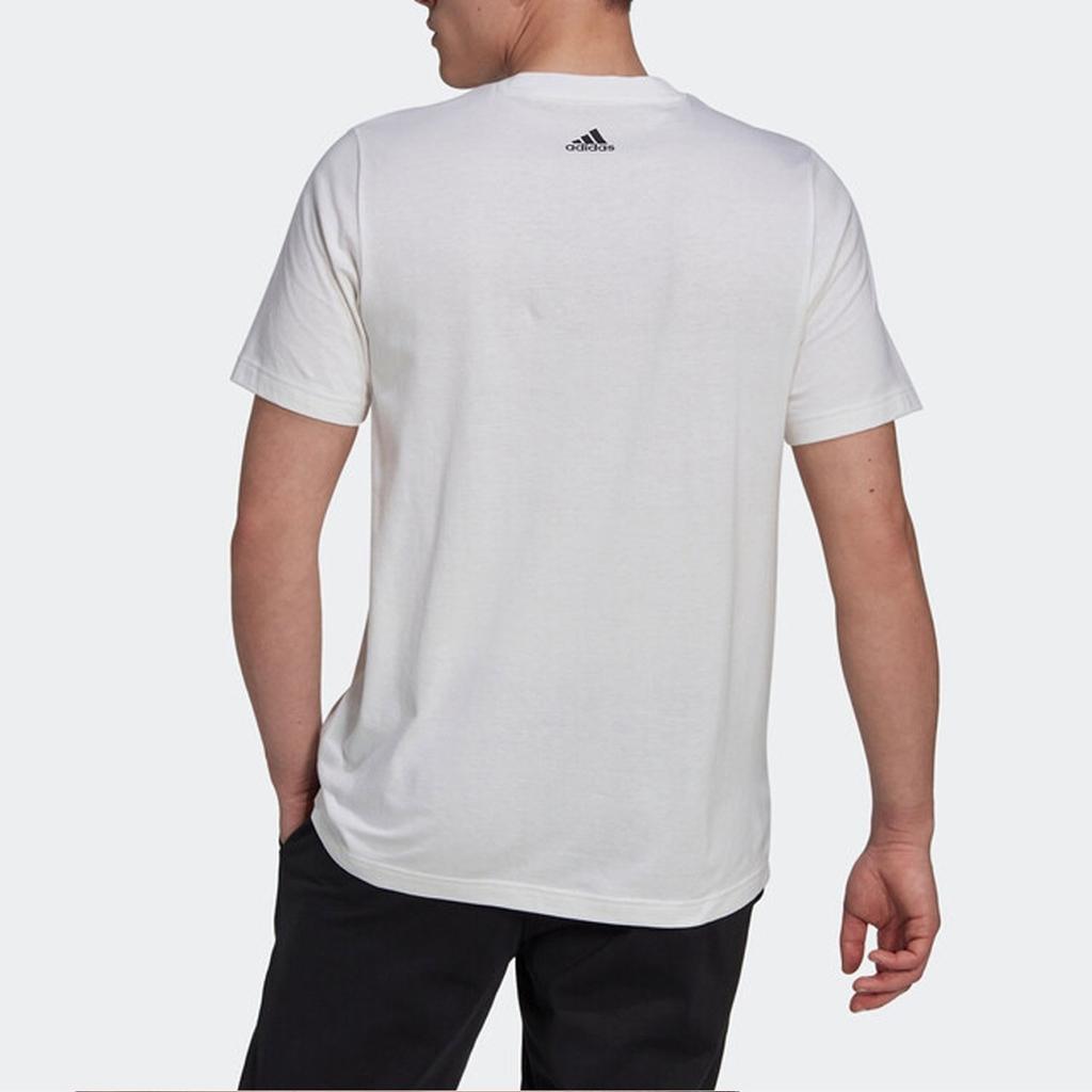 adidas Laisvalaikio sportinis logotipas vienspalvis apvalios apykaklės marškinėliai vyriški viršutiniai drabužiai balti HG3629