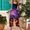 Women's Casual Halloween Printed Jumpsuit Sleeveless Printed Cotton Jumpsuit