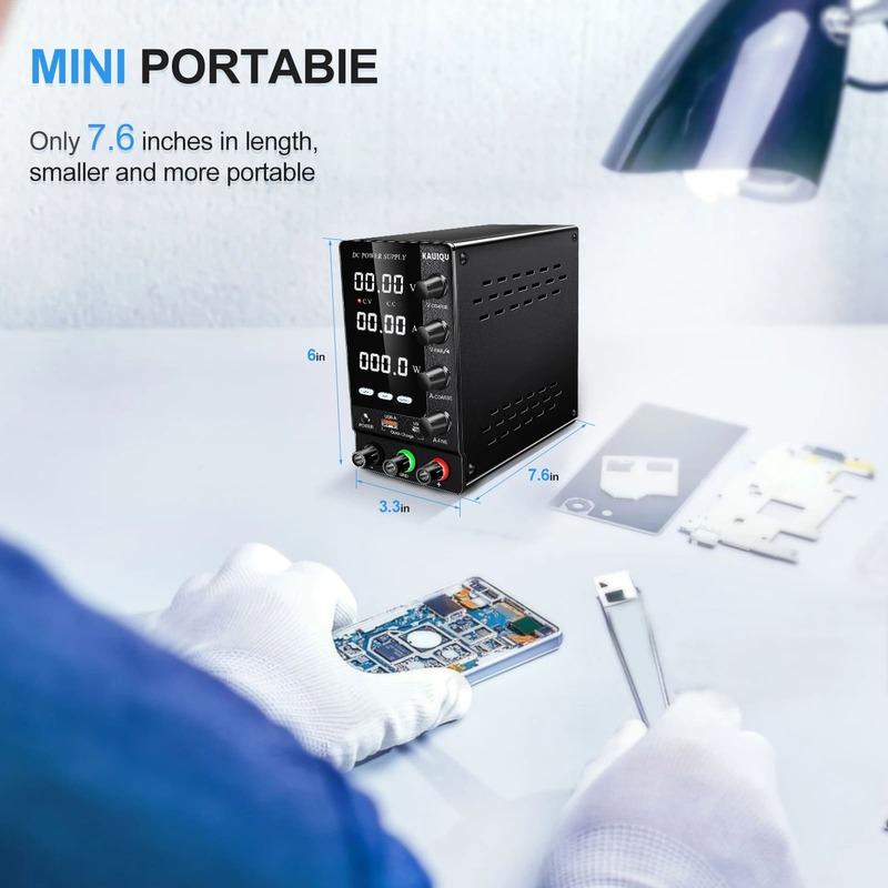 KUAIQU 2025 Neuestes OCP OVP DC Einstellbares Labornetzteil 30V 10A Ausgangsschalter USB-A TYPE-C-Anschluss Schnelles Aufladen