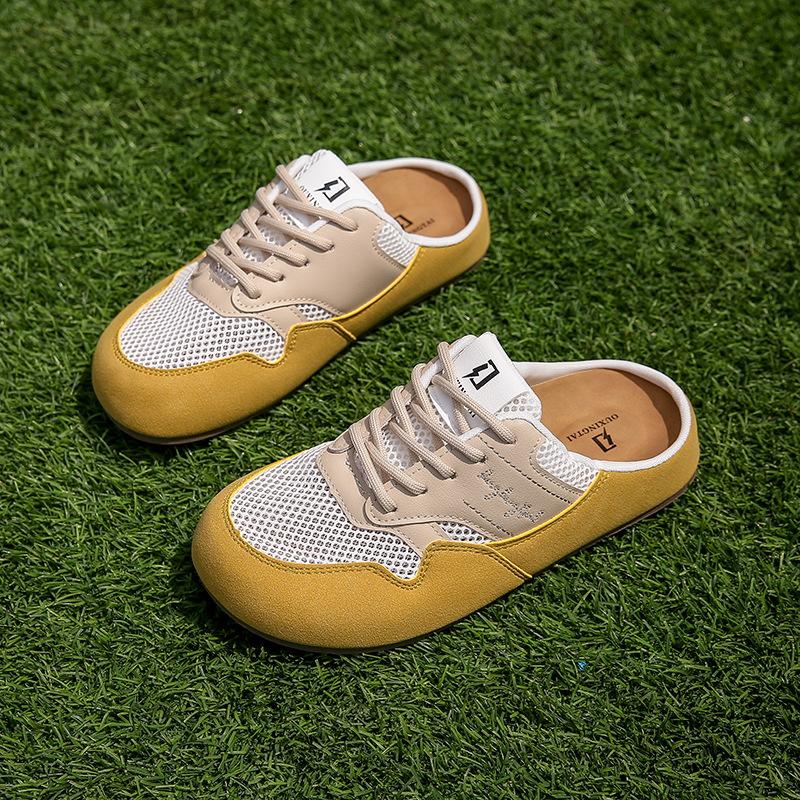 

Женская мода контрастный сетчатый дизайн шнуровки прогулочные туфли, повседневные тапочки дышащая и удобная спортивная обувь, повседневная одежда для девочек 40 жёлтый