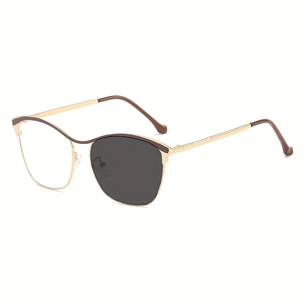 The New High-End Ultra-Light Metal Oval Frame Fashion Glasses For Men And Women Are Equipped With Tinted Anti-Blue Light Lenses.