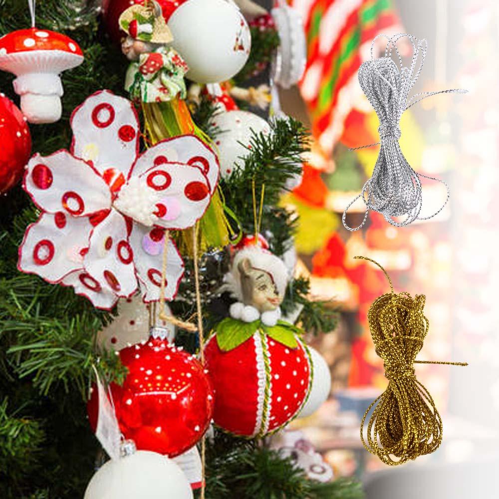Gold Xmas Tree Ball Ropes Silver Label Decoration String Practical Christmas Rope  DIY