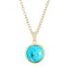 Natural Turquoise Gemstone Round Pendant Necklace Jewelry