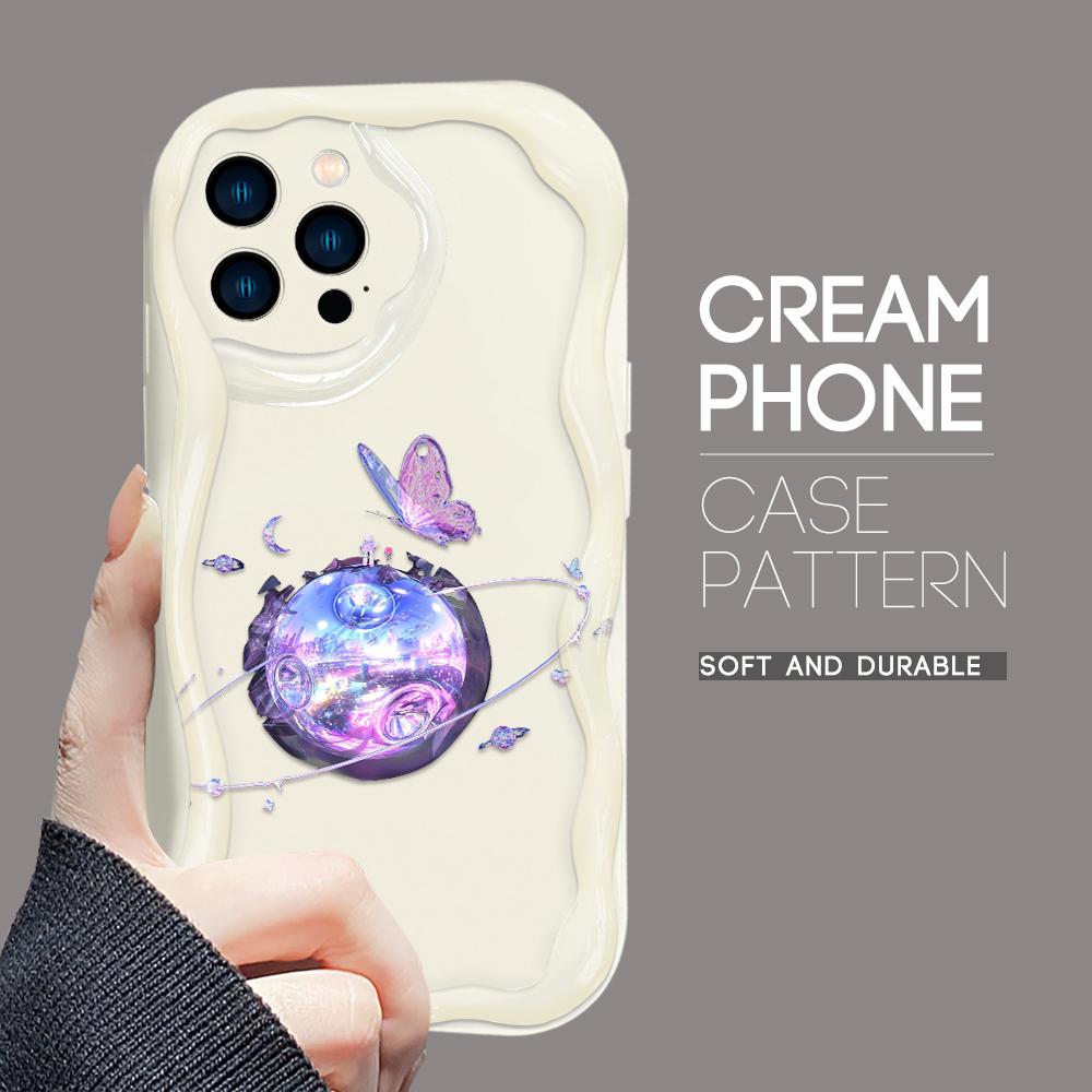 For iPhone 16 15 14 13 12 Pro Max Samsung S24 Ultra S23 S22 Plus Redmi Note 13 Pro Beautifully Planet Purple Butterfly Soft Silicone Phone Case