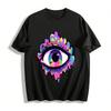 Psychedelic Art Style Colorful Eye Print Trendy Casual Top Pure Cotton T-shirt