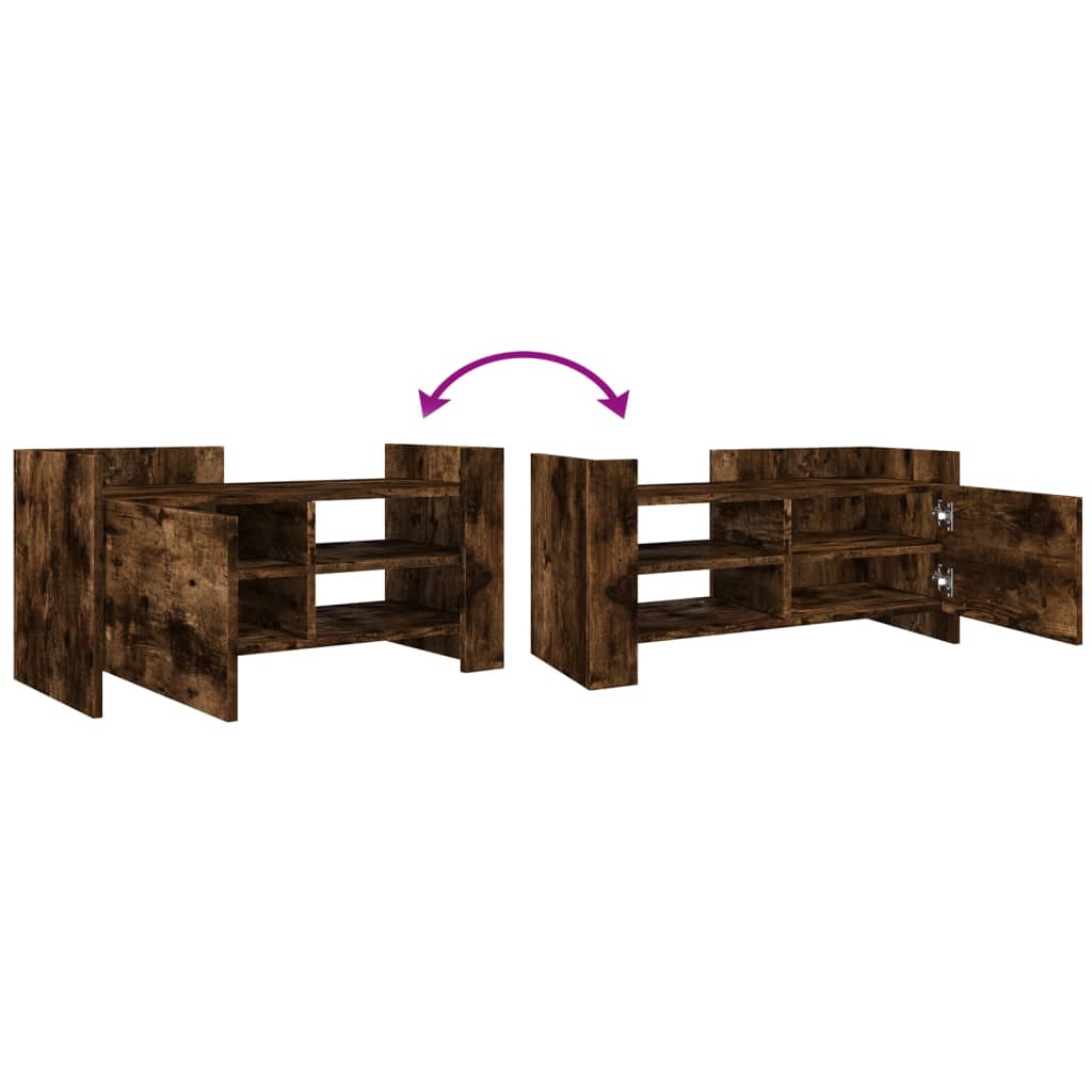 TV Stand Smoked Oak Effect 80 x 35 x 40 cm Engineered Wood