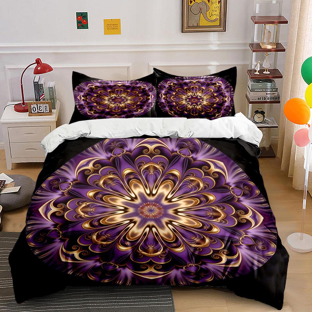 Mandala Pattern Decorative Set Soft Comfortable Duvet Cover Bedding Set Included 1*Duvet Cover & 2*Pillowcases, Gift