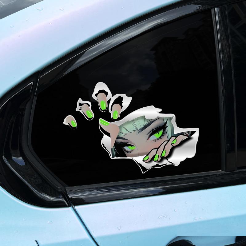 1 Adet Anime Gözetleyen Gözler JDM Motosiklet Çıkartmaları Elektrikli Scooter Komik Dekorasyon Yenileme Araba Camı Tampon Bagaj Vinil Çıkartmaları