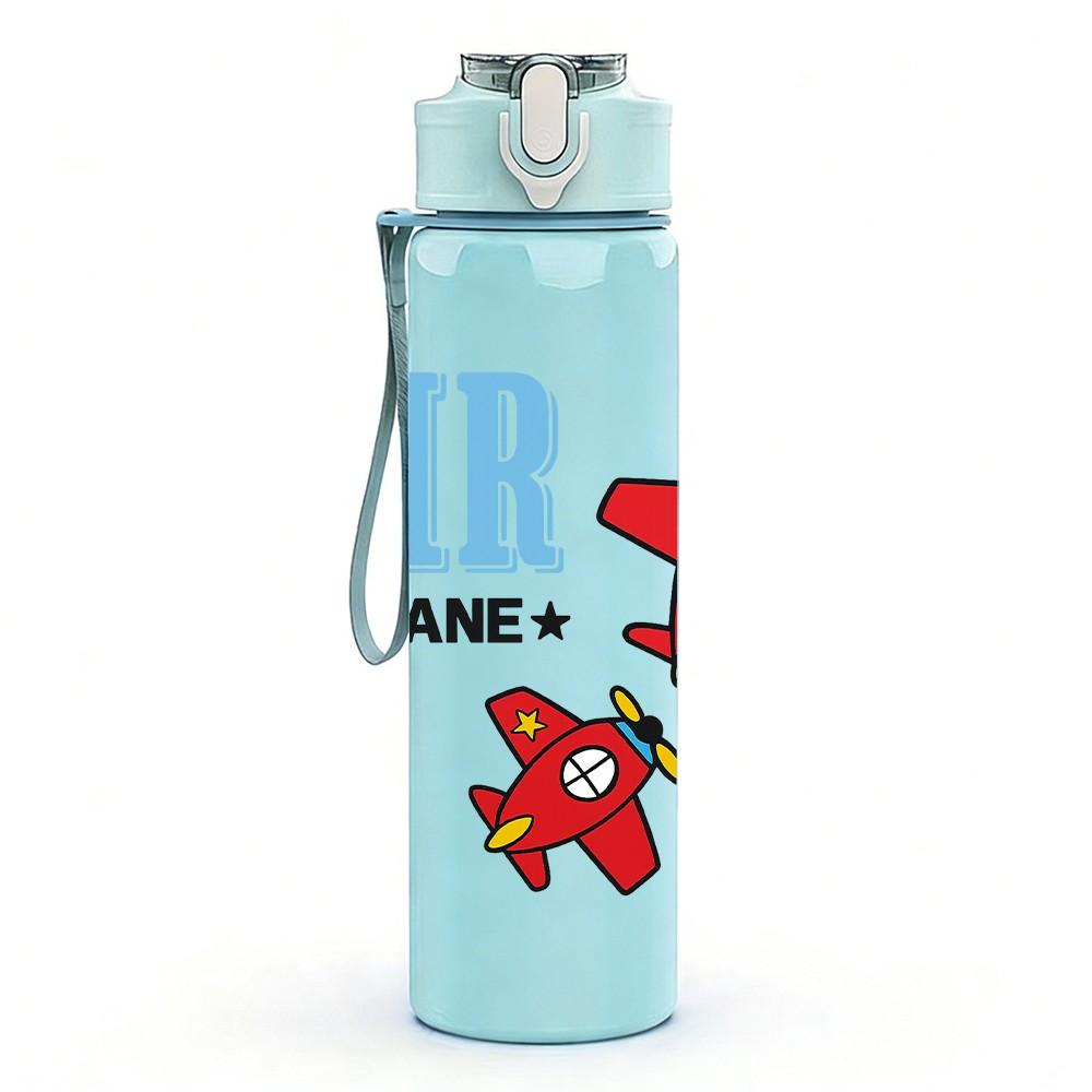 1PC Air Plane Toy Kid Cartoon Pattern 750ml Color Plastic Sports Water Bottle Leakproof Flip Straw Lid Suitable for Sports Office Home Use