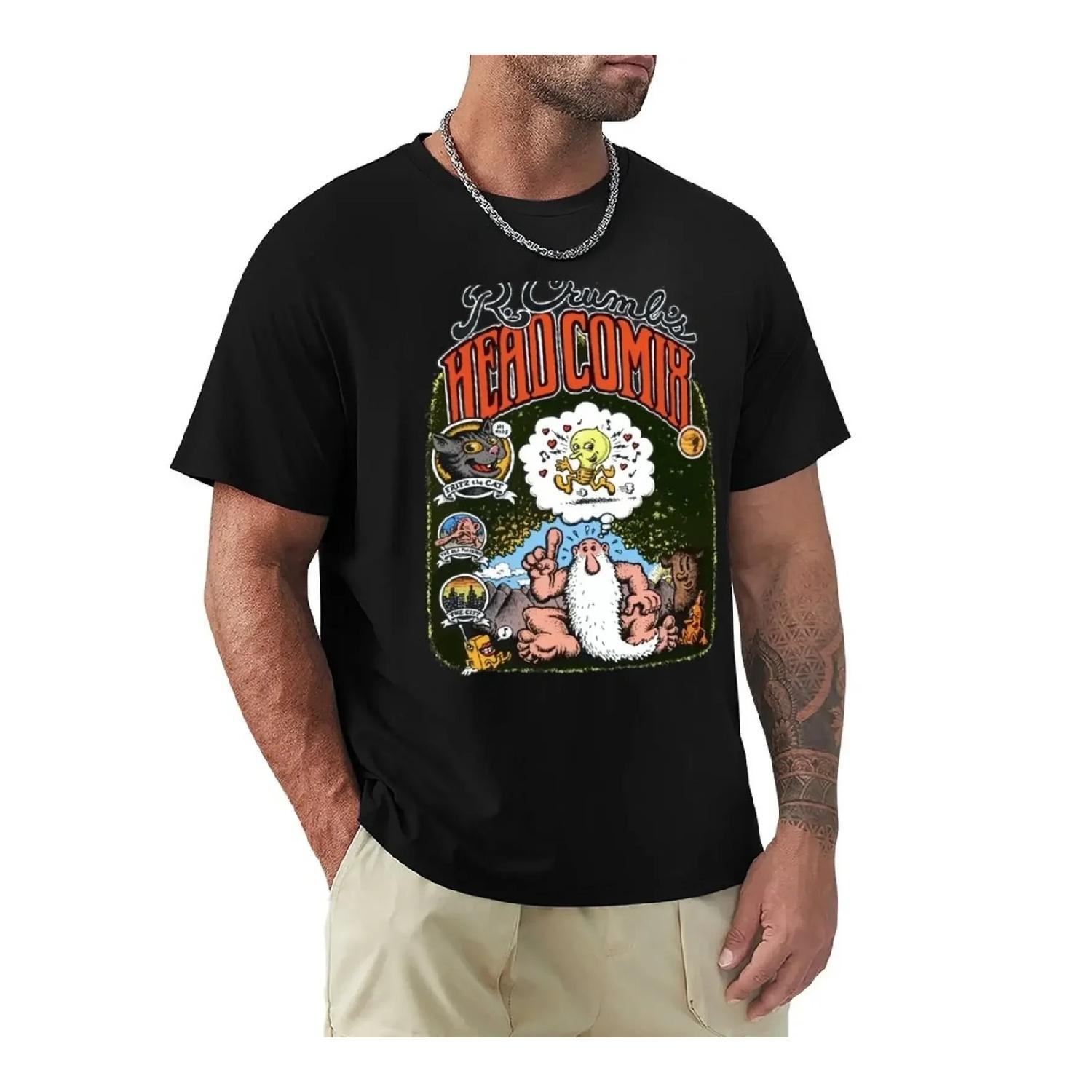 

1988 R, Crumb s Head Comix 20 Years Later Vintage Fritz the Cat + Mr, Natural Clasic Counter Culture Comic Book Cartooni T-Shirt S чёрный