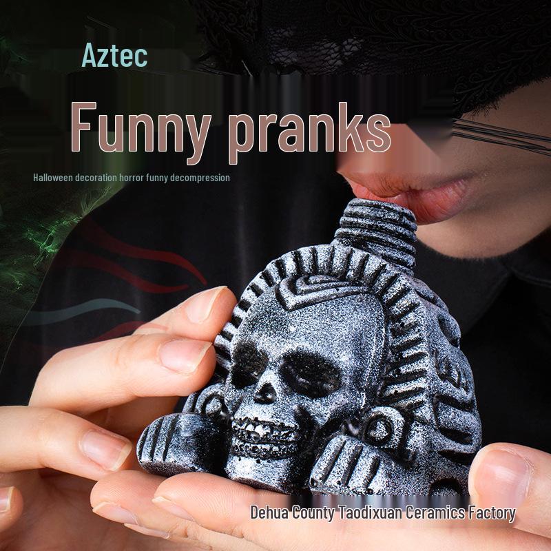 Fischietto Azteco della Morte Faccia di Leone - Collezione Artigianato Antico