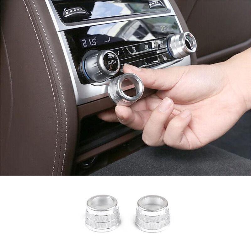 Fit For BMW 7 Series 2016-  Silver Aluminum Rear Ac Knob Cover Trim 2PCS