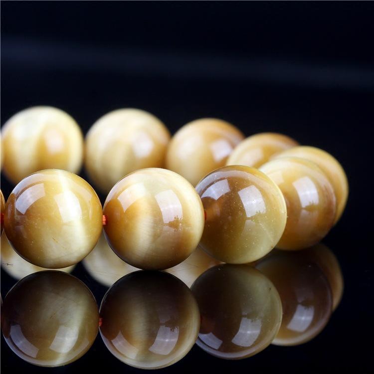 Golden Tiger Eye Crystal Bracelet - Yellow Cat's Eye Stone for Men and Women, Couples, Single Strand.
