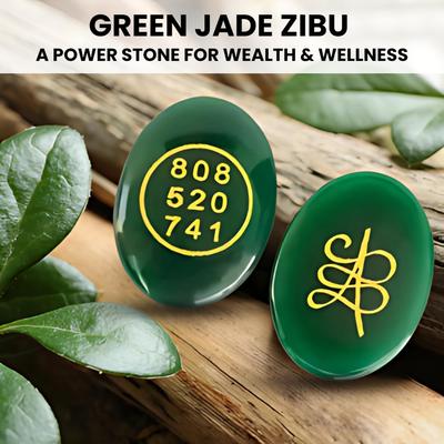 REBUY Green Jade Stone Money Switch Word Symbol Zibu | Natural Healing Crystal Oval Shape Gemstone for Attracts Money Luck In Career & Business,