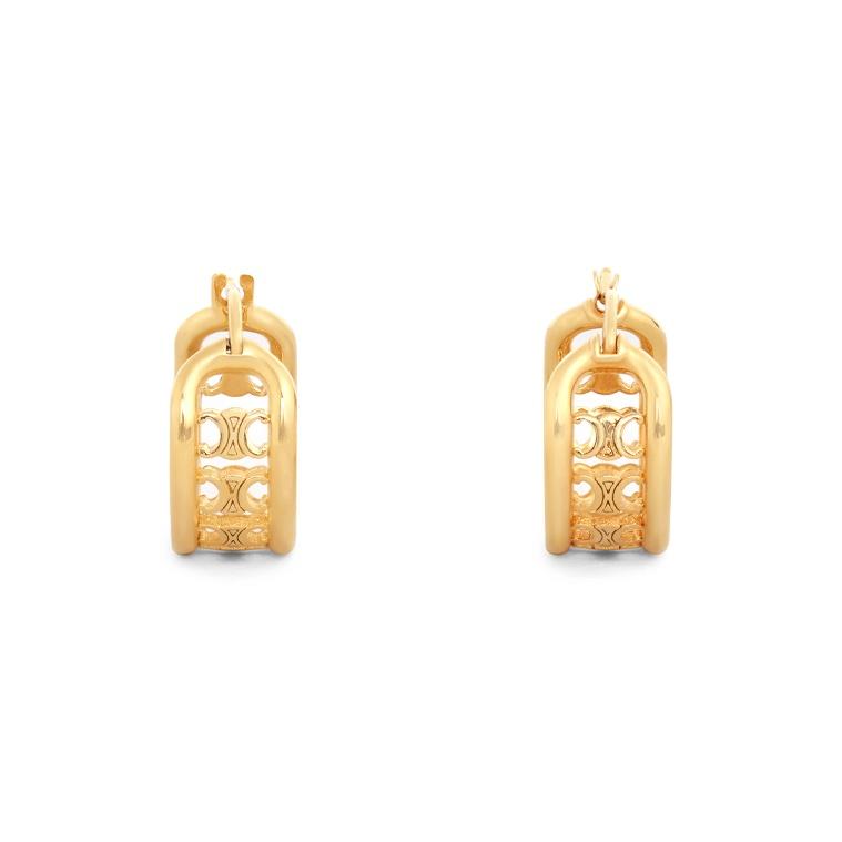 Celine Maillon Triomphe Multi Brass Hoop Earrings With Gold Finish Women earrings 46V186BRA-35OR