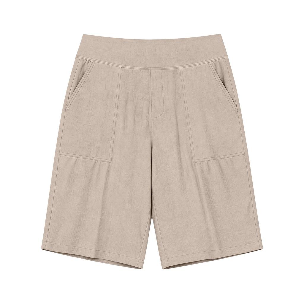 Sommer 2026 High Waist Baumwoll-Leinen Lässige Lockere Shorts mit Taschen