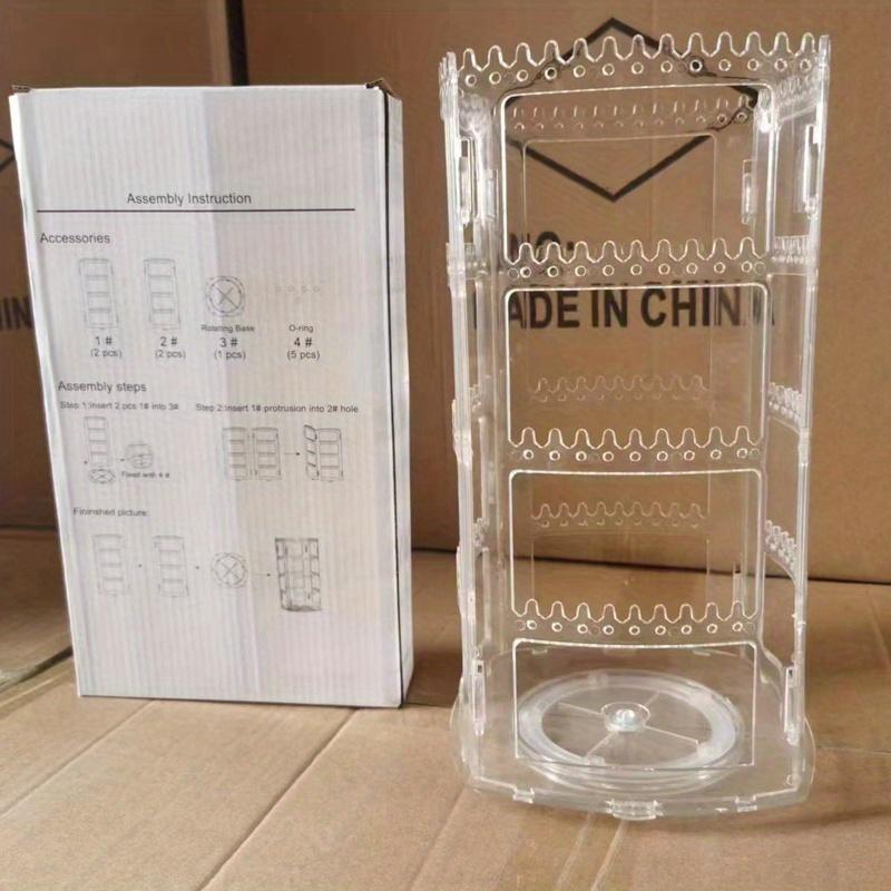 30*17*5cm1 Stück transparenter vierseitiger 360-Grad-Dreh-Schmuckrahmen, Aufbewahrungsständer für Ohrringe, Ohrclips, Halsketten und Armbänder.