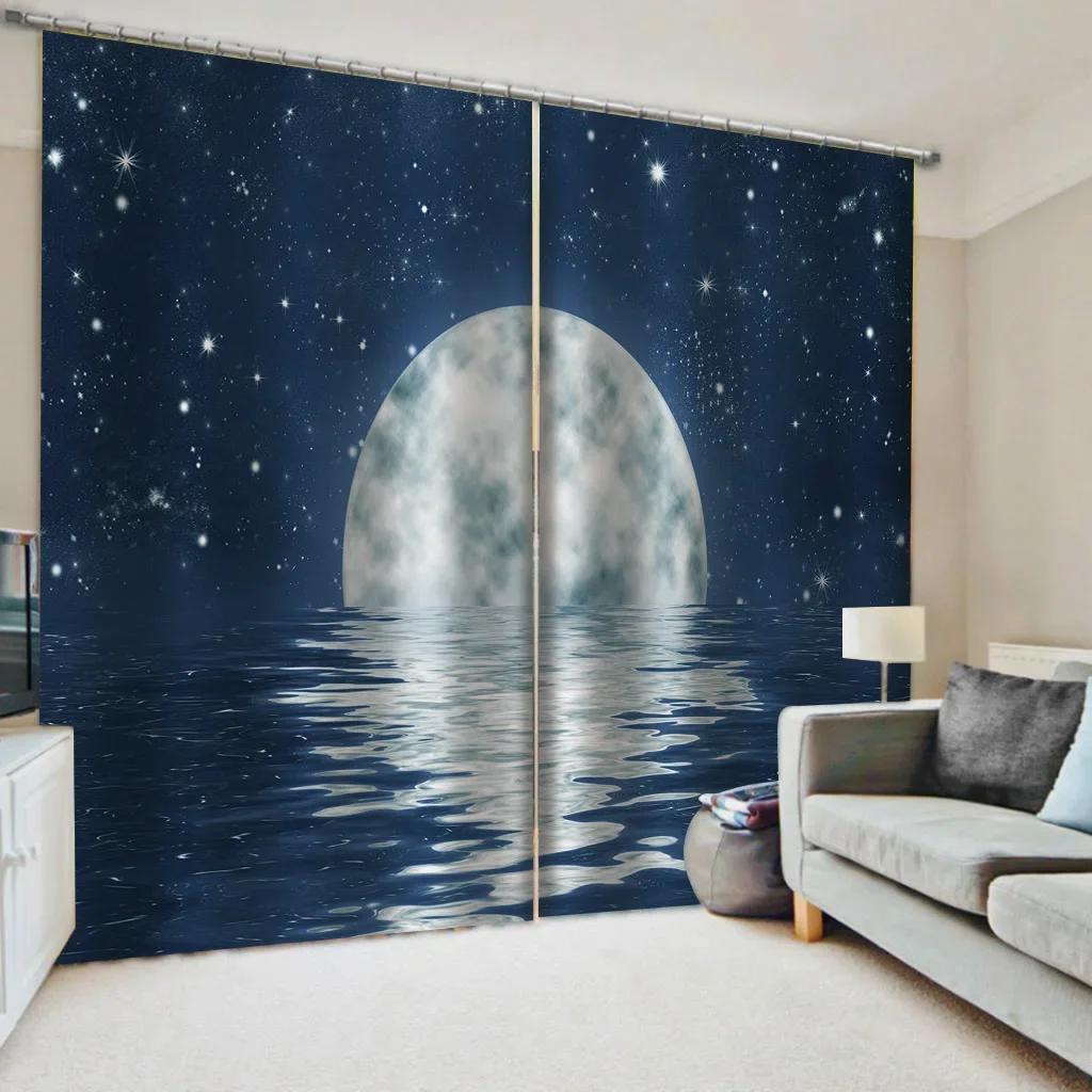 3D Wildtier Wolf Rund Glänzender Mond Günstige Fenstergardinen Jalousien Für Wohnzimmer Kinder Schlafzimmer Badezimmer Küche Tür Heimdekor2
