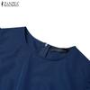 ZANZEA Women Casual Round Neck Summer Puff Half Sleeve Dress