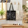 Fashion Cartoon Cute Cats Canvas Bags Handbag for Women Men Foldable Reusable Shopping Beach Bag with Zipper