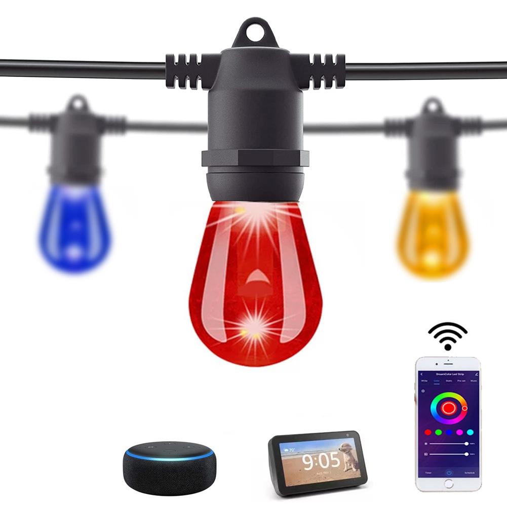 

10m 12V LED Outdoor String E27 S14 RGBW TUYA APP Controller Waterproof Patio Backyard Holiday Lights Decoration Garden EU plug string lights