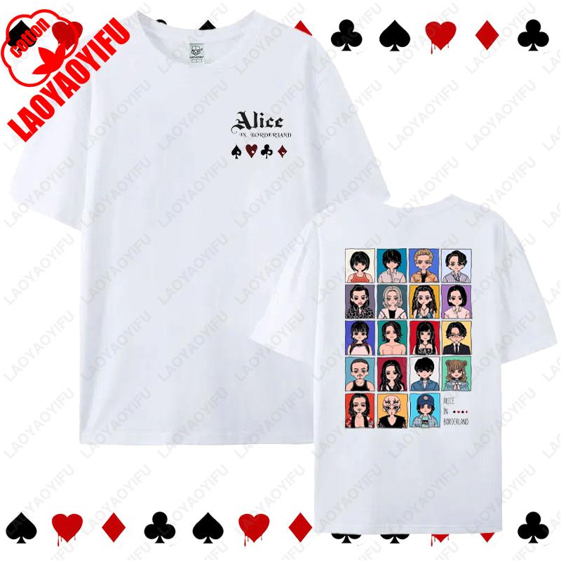 Alice in Borderland Cards Game Tops Anime Peripherals Suitable Enthusiast Unisex Tshirt Suitable Summer Women Men Cotton Tees