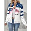 Womens Casual Zip-Up Jacket With 3D Letter Print Fashion Lightweight Outerwear Daily Wear