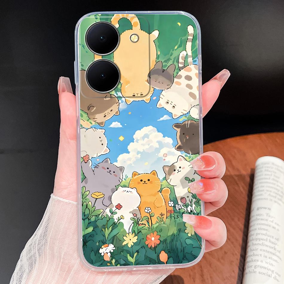 Phone Case For Vivo Y100i Y200i Y300i Y500i 5G Vintage Angel Soft Transparent Silicone High Quality Shockproof Funda