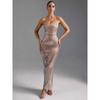 European and American Women Clothes Fashion Hot Drilling Sexy Tube Top Tight Sheath Slim Fit Long Dress