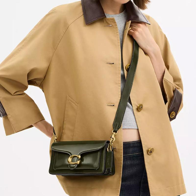 Coach Tabby 20 Metallbesatz Abnehmbarer Schultergurt Leder Schultertasche Kleine Damen Schultertasche Oliv CW632-B4OL