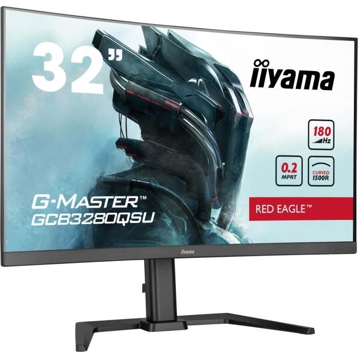 Curved Gaming PC Monitor - IIYAMA - 32 - QHD - 180Hz - VA Panel - 0.2ms - Height Adjustable - GCB3280QSU-B2
