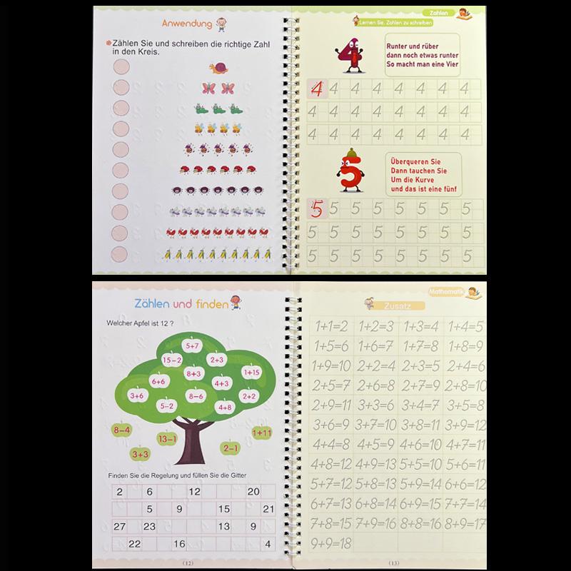 Big Size 18.5*26cm German Magic Practice Copybook Pen Preschools Kids Calligraphy Children Reusable Deutsch Writing Book