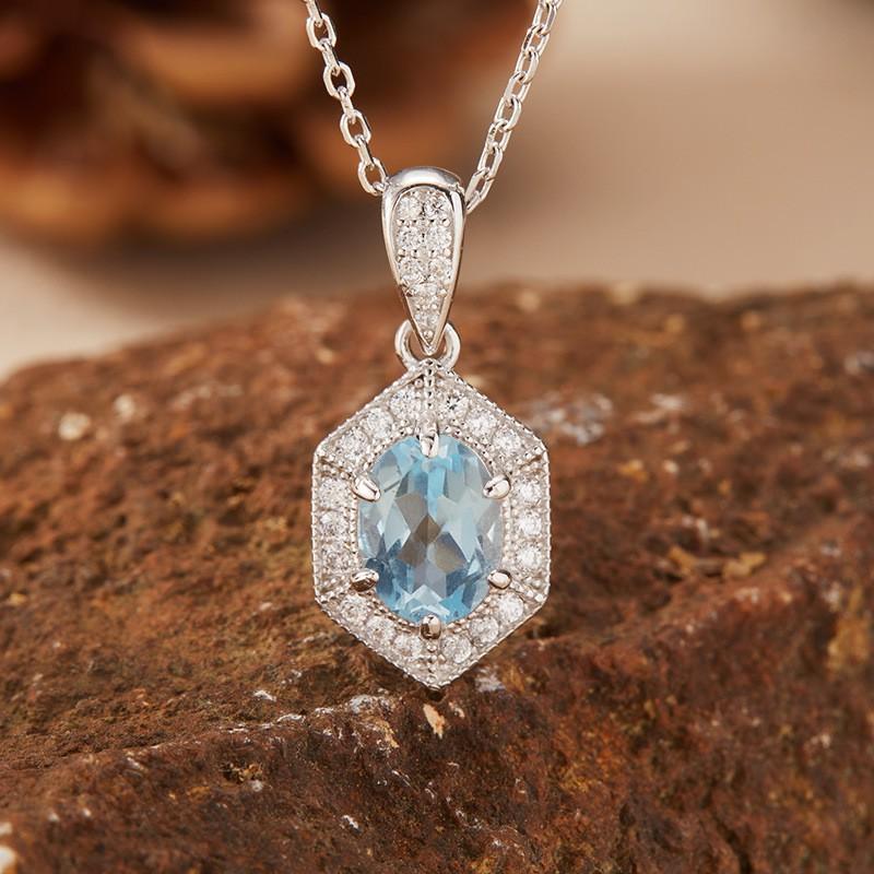 Womens Gemstone Pendant Necklace Chain Fashion Jewelry