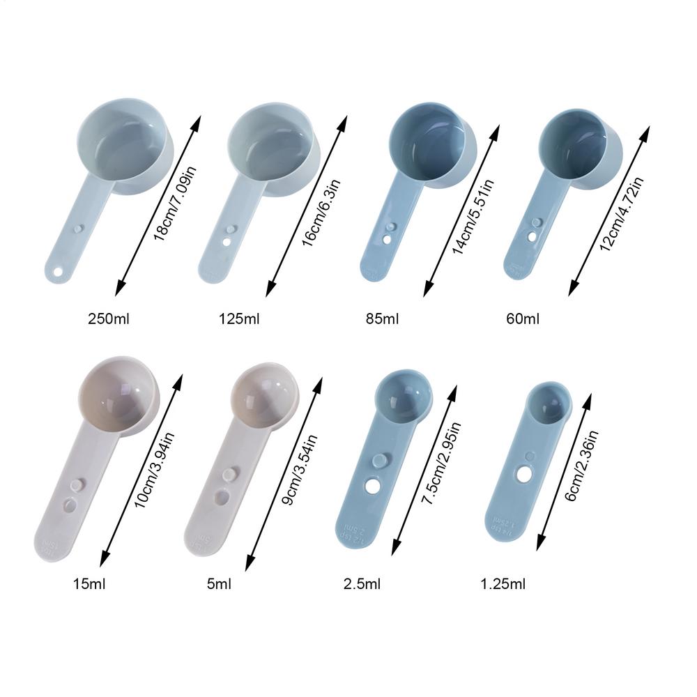 

Measuring Spoon Set 8 Pieces Stackable Cooking Scoops Long Handle Chef Measuring Spoons with Scale for Baking Kitchen Home Chef