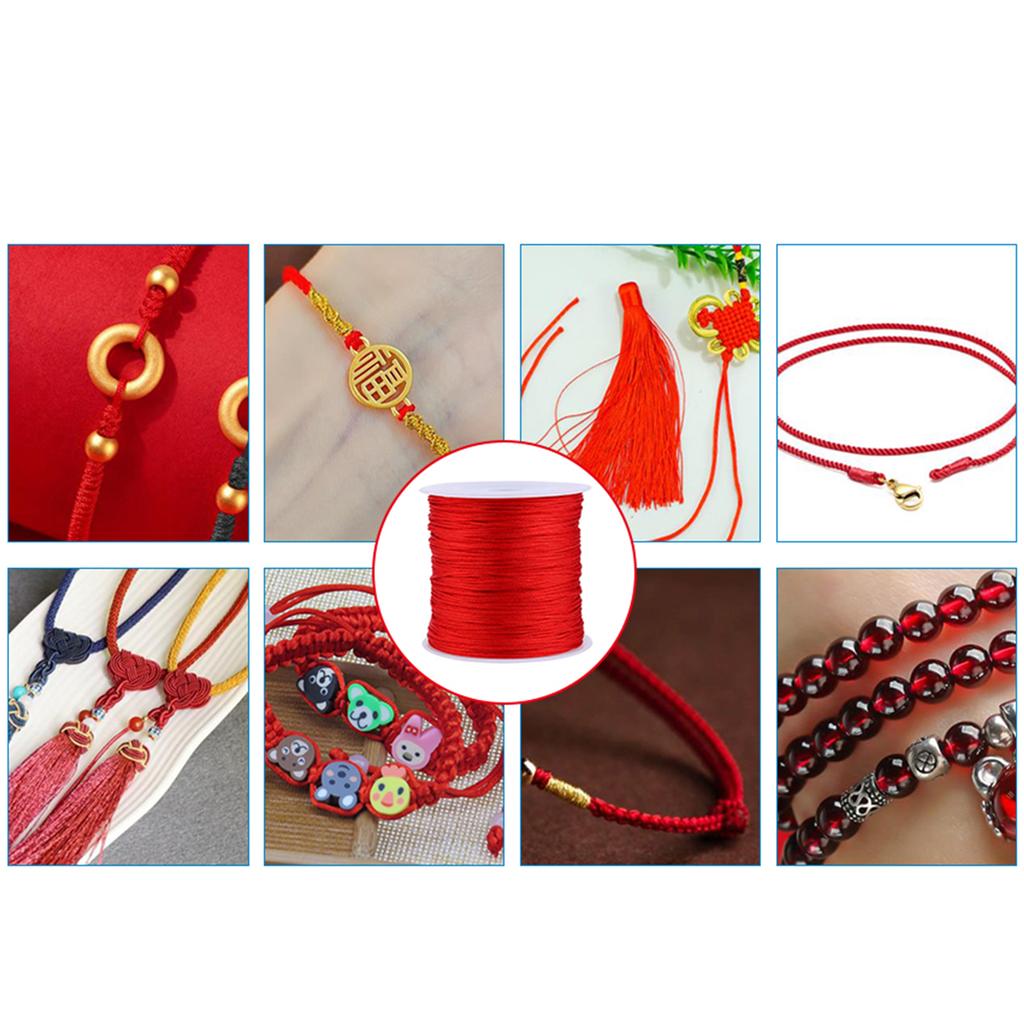 100M X 0,8mm Nylonový Šňůra na čínský uzlík Rattail Macrame Shamballa Nit Šňůrka Červená Nylonová Šňůra na macramé uzlíky Nylonová šňůra na čínské uzlíky