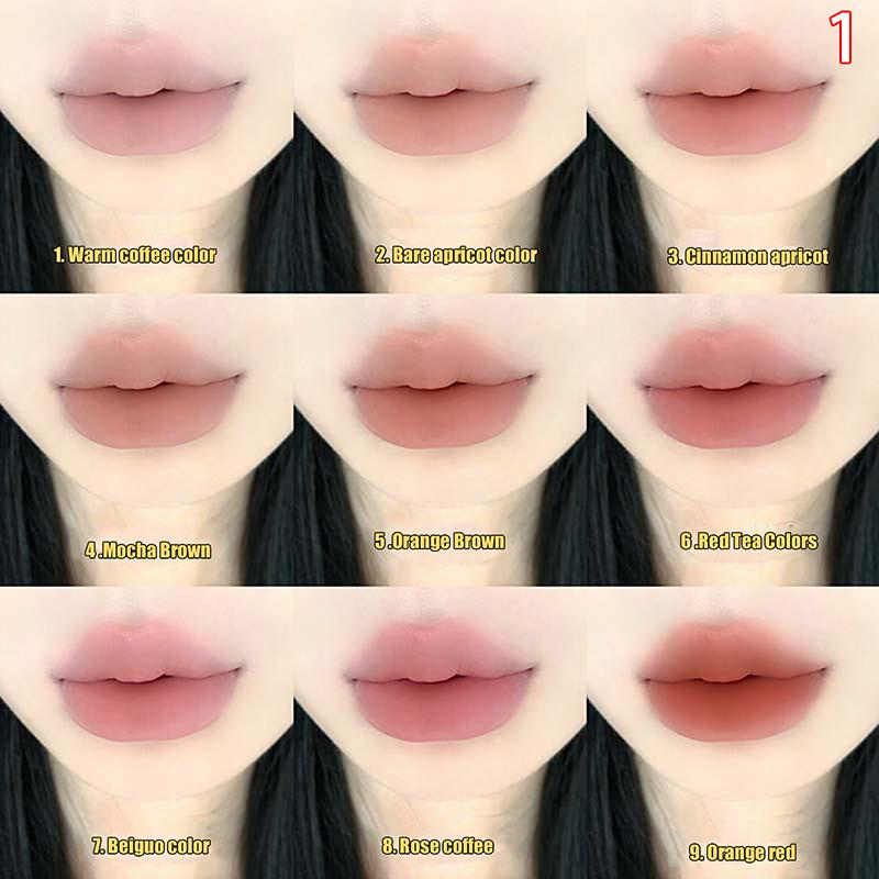 

Cappuvini 9 Цветов Бархатный Мусс Для Губ Матовый и Натуральный Финиш Стойкий Не Сушащий Милый Дизайн с Медведем Палитра Помад Грязь Для Губ 1