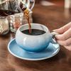Coffee Cup Cup Saucer High Value Blue Gradual Change Latte Cup Ceramic Cup Set Household Mug Water Cup Breakfast Cup