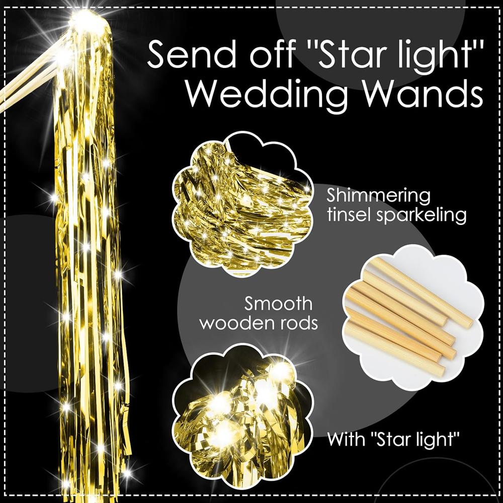Wedding Wands Light up with LED Tinsel Wedding Streamers for Wedding Send off and Greeting Ideal Props for Weddings, Birthday