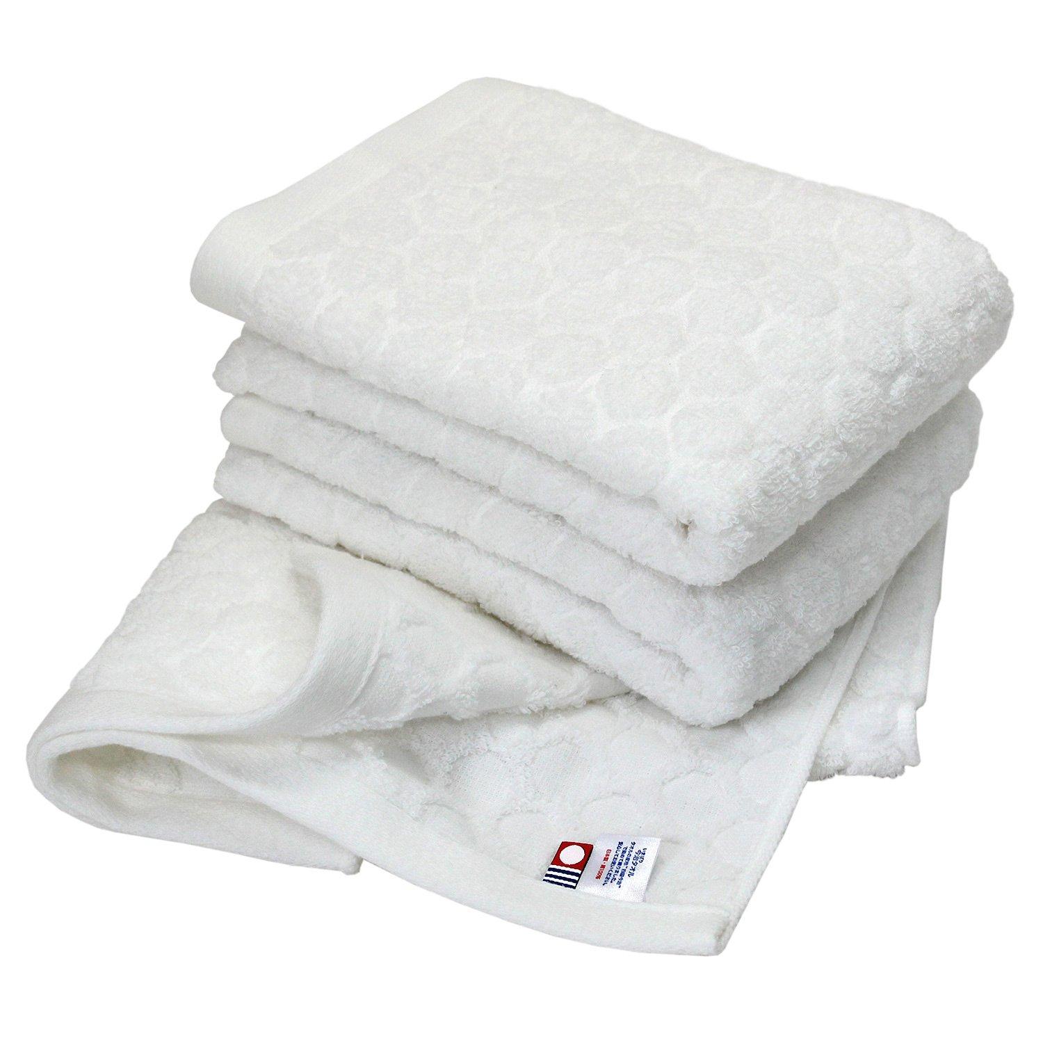 

Полотенце Imabari Сертифицированное полотенце для лица Hiorie Dot Набор из 3 шт. Белоснежного цвета Сделано в Японии Жаккардовый бренд Imabari Хлопок Узор в горошек 100% хлопок