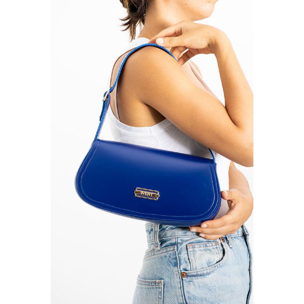 Women's Baguette Lined Snap Closure Handbag And Shoulder Bag