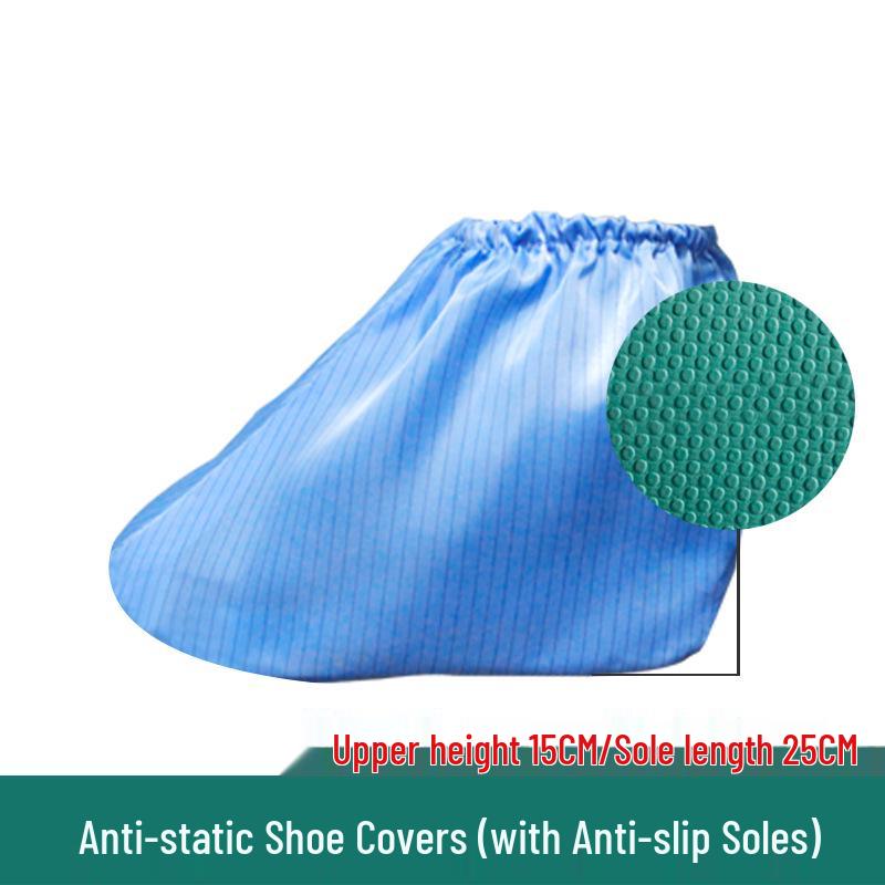 Anti-Static Dust-Free Shoe Covers with Anti-Slip Bottom, Washable Conductive Strips, and Dust-Proof Design