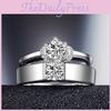 Elegant Korean Style Adjustable Couple Rings With Platinum Plating For Wedding