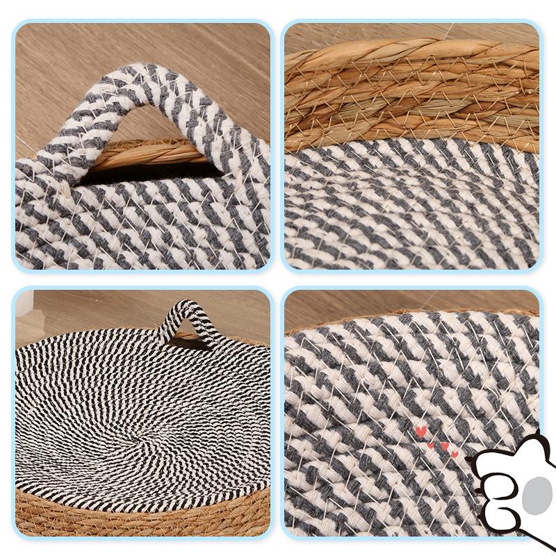 Dual-Use Rattan Cat Bed & Scratch Board - Large, Durable, Scratch-Resistant, All-Season, Dander-Proof