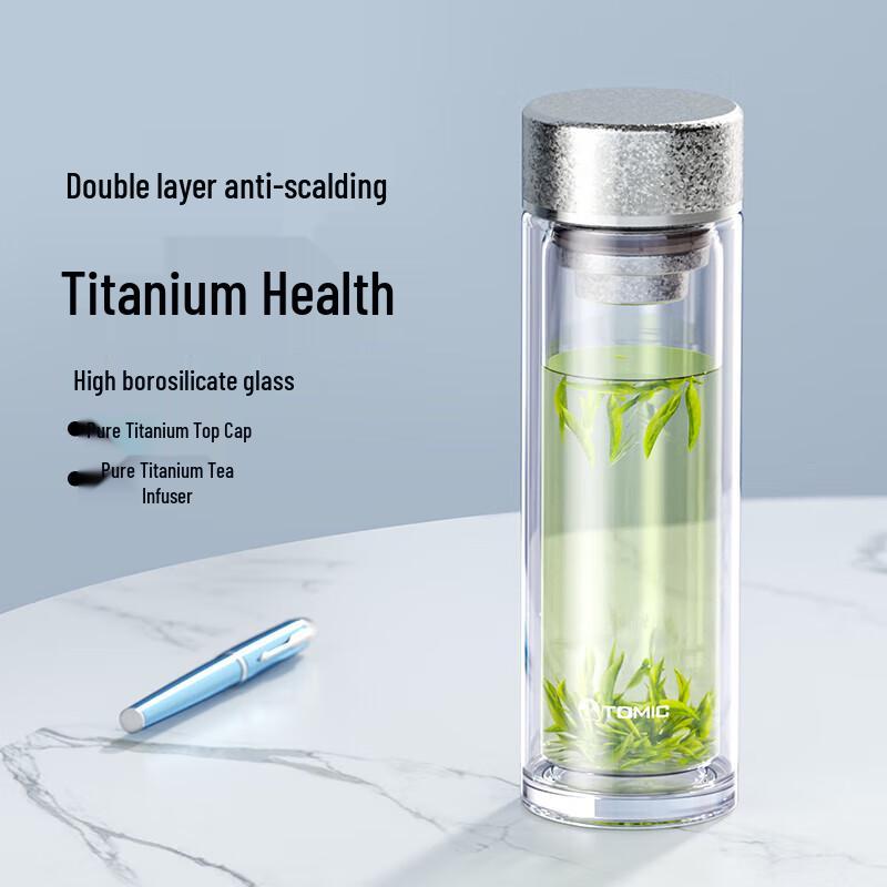 Temake TG80767ti Borosilicate Glass Cup with Titanium Elements