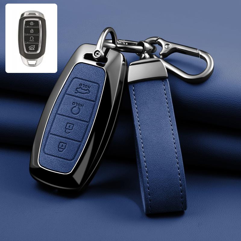 3/4/5 Button Zinc Alloy Leather Car Key Cover For Modern I30 Ix35 Kona Encino Solaris Azera Grandeur Ig Accent Santa Fe Palisade