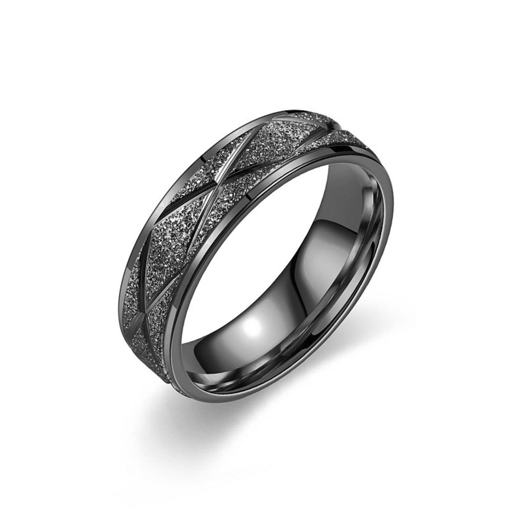 Titanium Steel Frosted Ring Personalized Cross Checkered Fashion Couple Ring