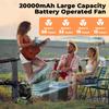 Camping Fan 20000mAh Battery Powered Fan Rechargeable with LED Light Portable Outdoor Tent Fan with Hanging Hook 4 Speeds Wind