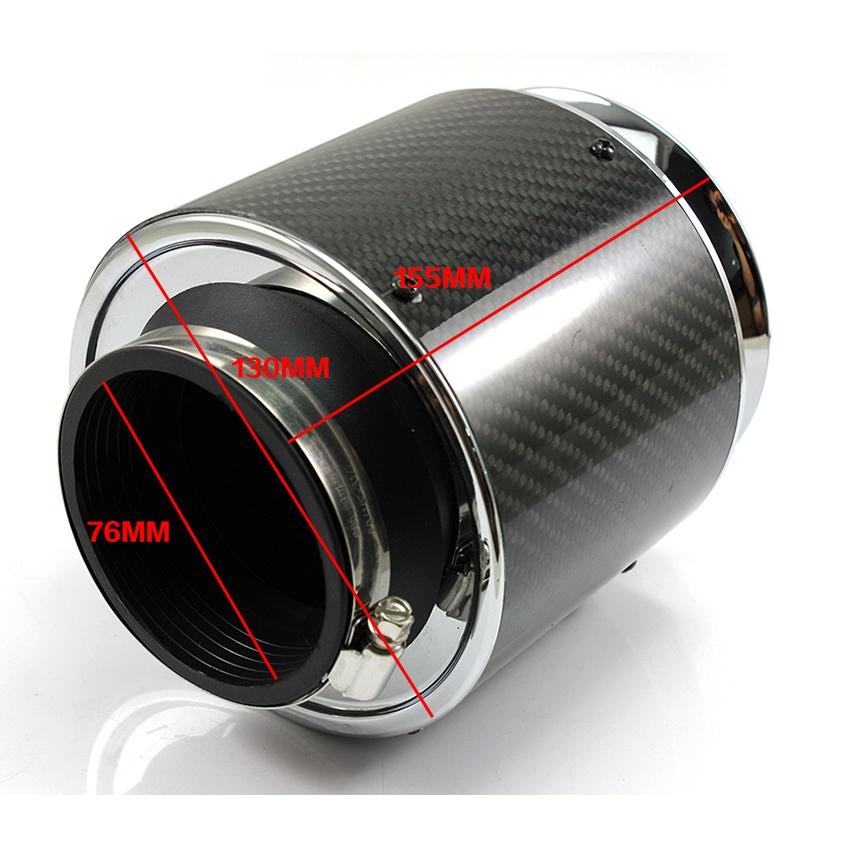 76mm 3inch Air Filter Car Universal Vehicle High Flow Cleaner High Performance Cold Air Intake Carbon Cover Sports Air Filter